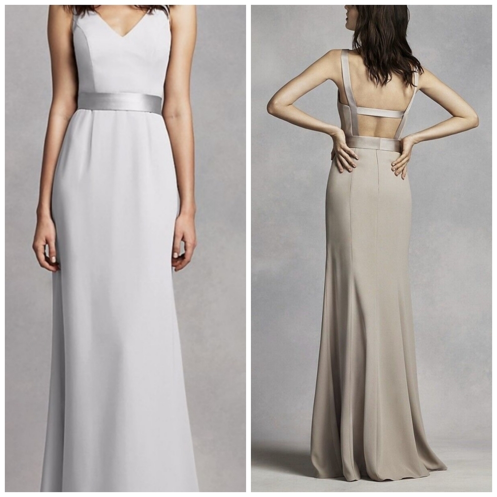 Vera Wang White belted maxi dress size 8